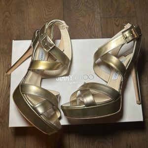 Jimmy Choo Vamp Brushed Metallic Heels